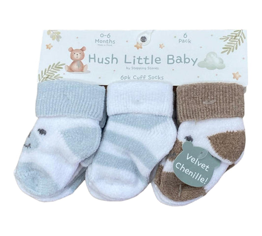 Calcetines 6 Pares Niño Hush Little Baby - Gris Bco Cafe Talla 0-6M - Style JBXV40313-I