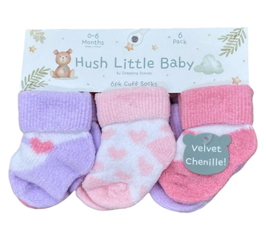 Calcetines 6 Pares Niña Hush Little Baby - Lila Corazon Talla 0-6M - Style JGXV40315-I