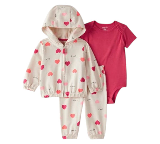 Set 3P Niña Talla RN Style 1U062010 CarterS Beige Corazones