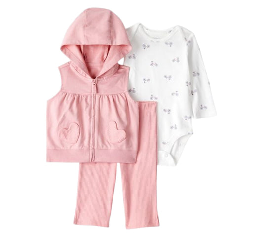 Set 3P Niña Talla RN Style 1U066110 Carters Rosa Corazon Bicicletas