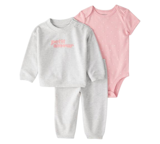 Set 3P Niña Talla RN Style 1U062810 CarterS Gris Petite Amour