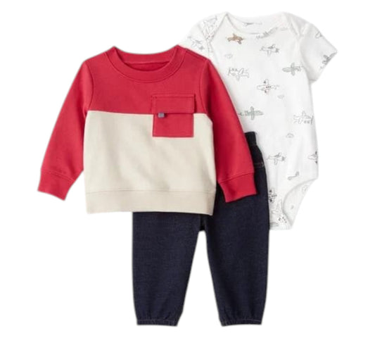 Set 3P Niño Talla RN Style 1U064310 Carters Rojo Aviones
