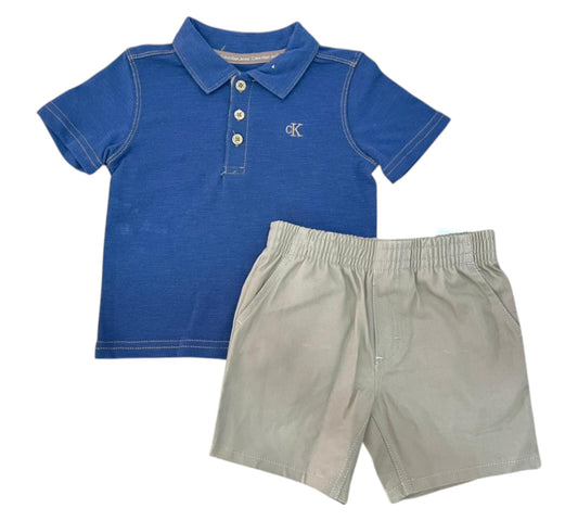 Set 2P Niño Talla 4T Style B27CKSII3 Calvin Klein Azul Camel