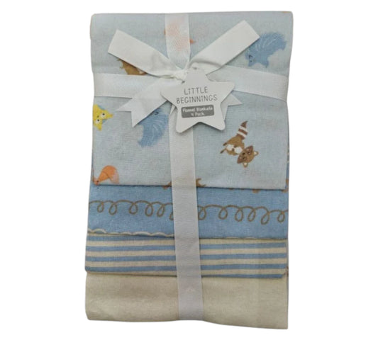 Sabana Franela 4P GS72266 Little Beginnings Azul Zorro