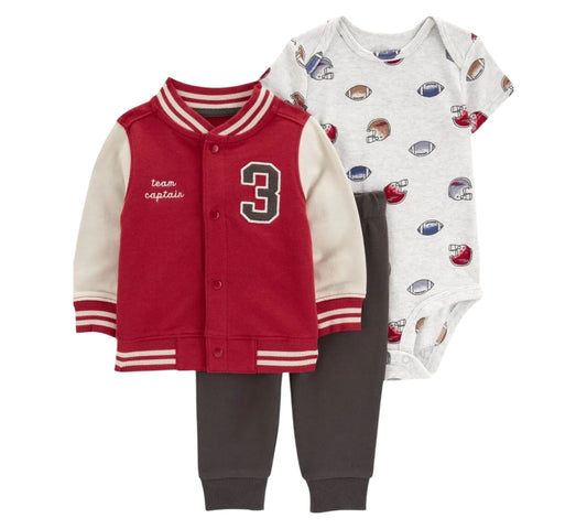 Set 3P 06M 1R527110 Rojo Football Carter's