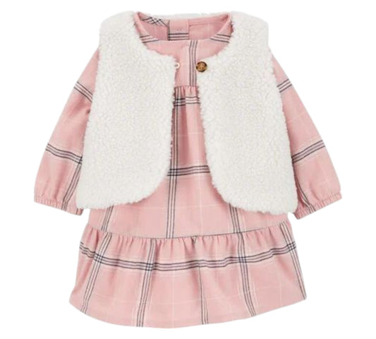 Vestido 12M 1R945010 Carters Rosa Cuadros Chaleco
