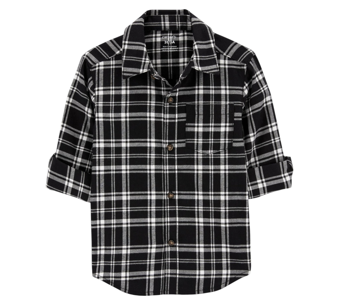 Camisa 2T 2R615510 Cuadros Negro Carter's