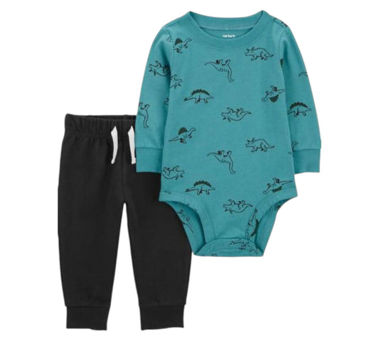 Set 2P 24M 1Q111210 Dinos Verde Carter's