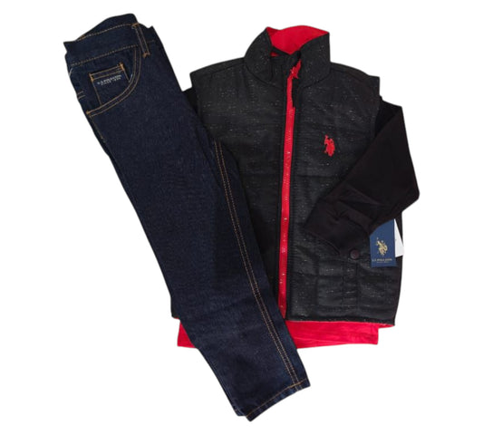 Set 3P 6T P59134BK Rojo Negro U.S. Polo Assn