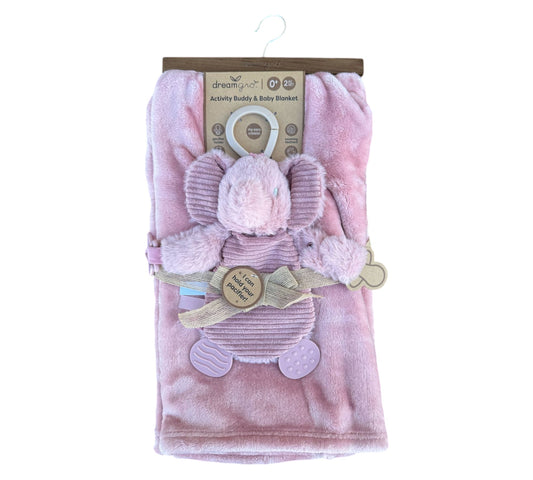 Cobija G Con Peluche 2P DB078 Dream Gro Elefante Rosa