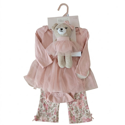 Set 3P Niña HF1100104 Floral Threads Rosa