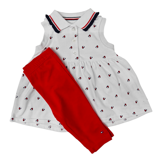 Set 2P Nina Talla 18M Style TGSii55P-100 Tommy Hilfiger Bco Rojo
