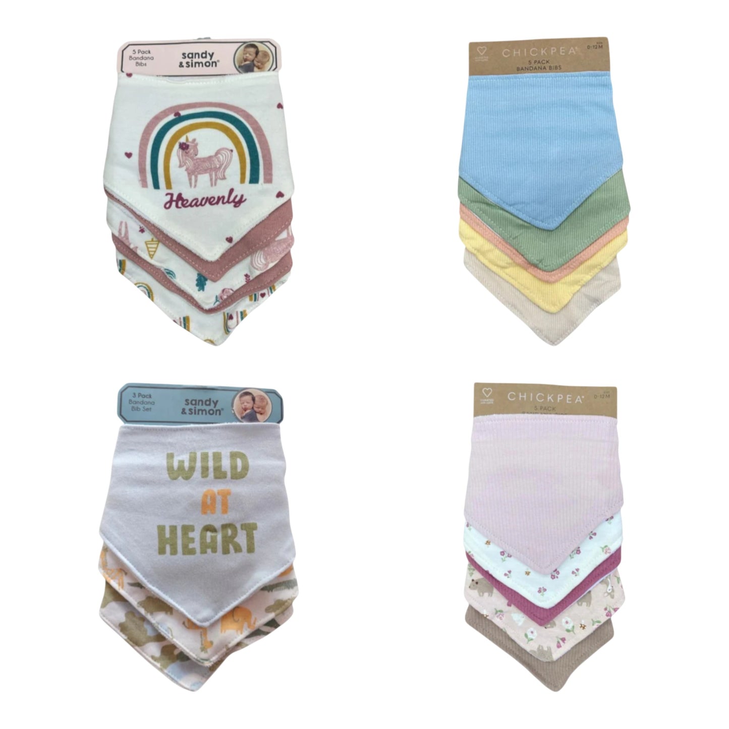 Bandanas Baberos 5P Niña Niño Mix
