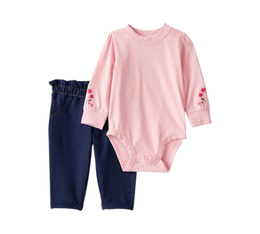 Set 2P 12M 1U067110 Carters Rosa Florecitas/ Mezclilla