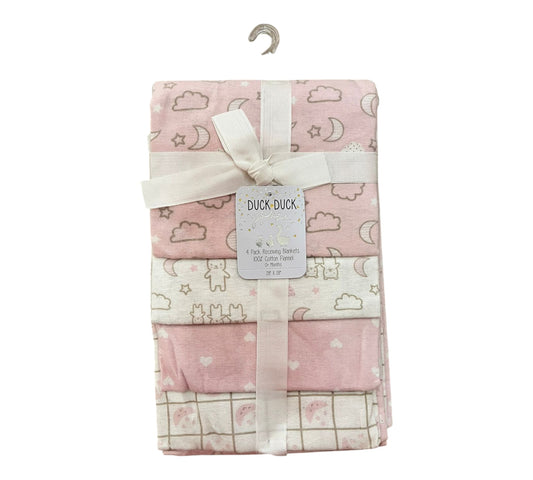 Sabanas Franela 4P D05503 DuckDuck Rosa/Lunas