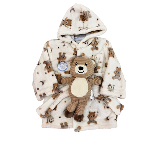 Bata de baño 2P 0/9M D05831 DuckDuck Osito/Blanco