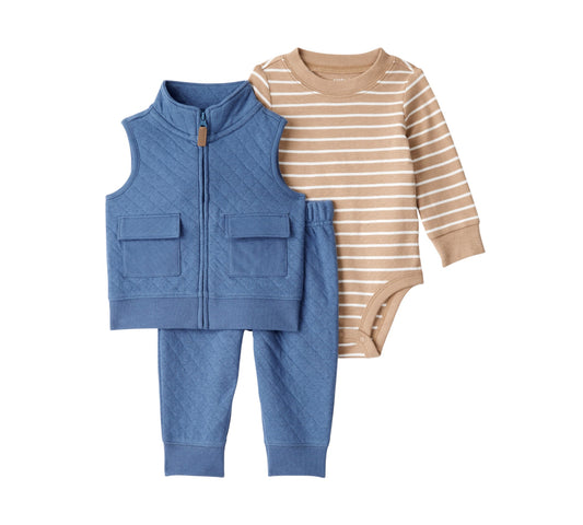 Set 3P 24M 1U066310 Carters Azul/Rayas Camel