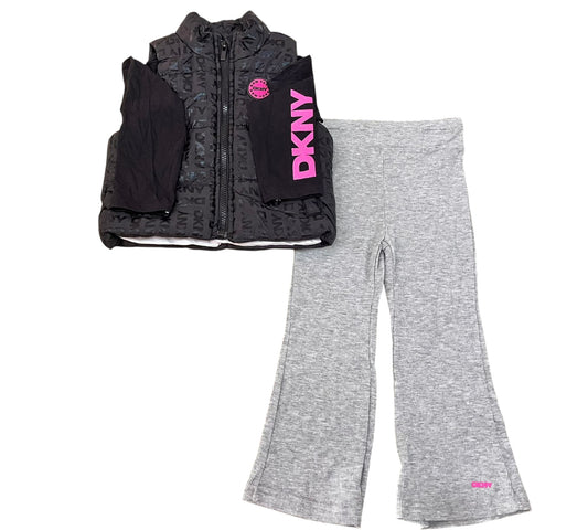 Set 3P 3T B2049DG2 DKNY Chaleco Negro/Rosa