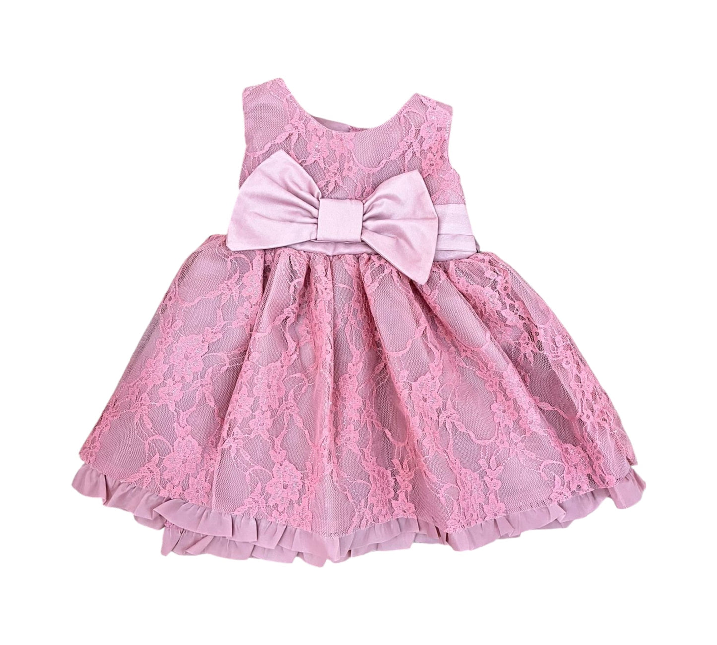 Vestido 18M 27209 Moñito Rosa Encaje