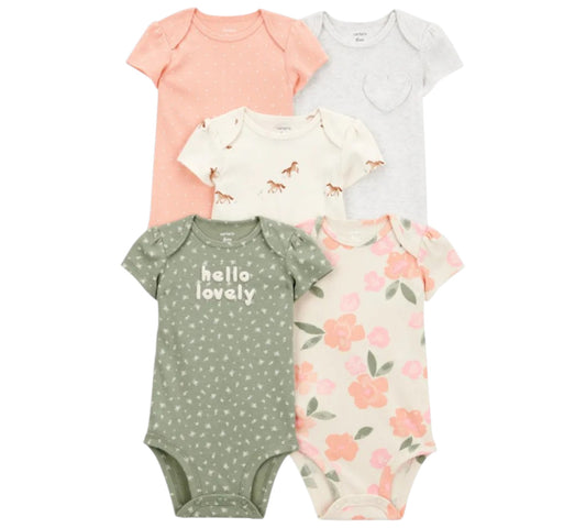 Pañaleros 5P 12M Niña 1T100410 Carters Floral/Caballitos