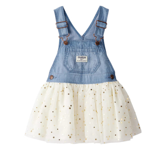 Overol Falda 12M Niña 1T600910 OshKosh Tul Beige Estrellas