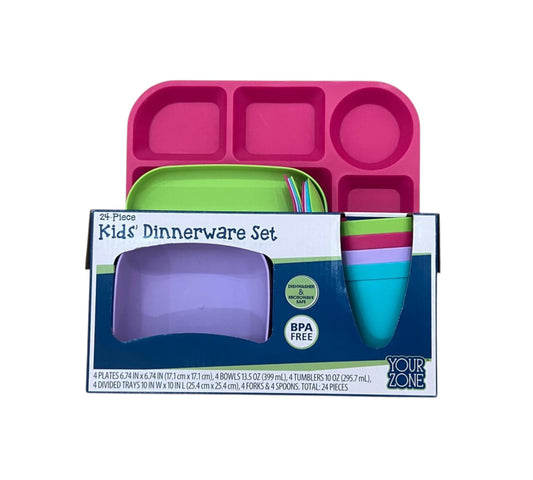 Sets Vajillas 24P Niña YZ25100139237PK Your Zone Rosa/Lila