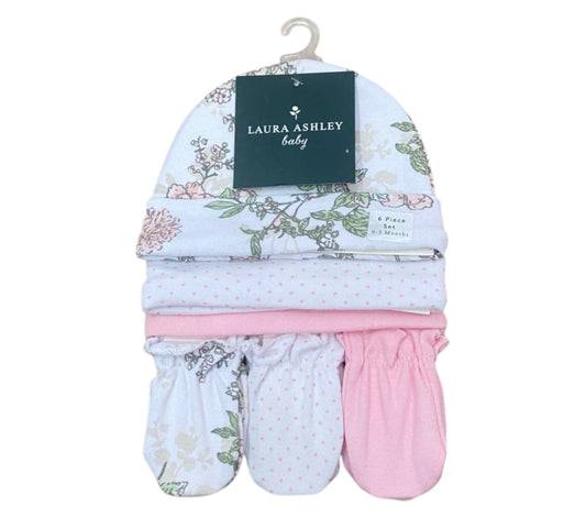 Gorros y Guantes 6P Niña 0/3M AP13340 Laura Ashley Florecitas Rosa