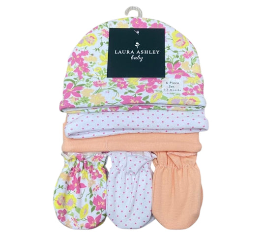 Gorros y Guantes 6P Niña 0/3M AP13345 Laura Ashley Floral Naranja