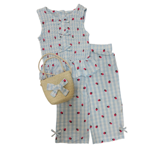 Set 3P 4T Nannette Fresitas/Rayas Azul