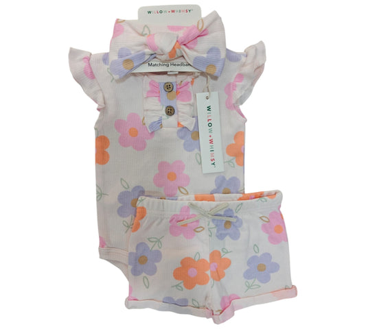 Set 3P 3/6M L114J201 Willow+Whismy Florecitas Colores