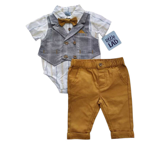Set 3P 24M Chaleco Mostaza Little Lad