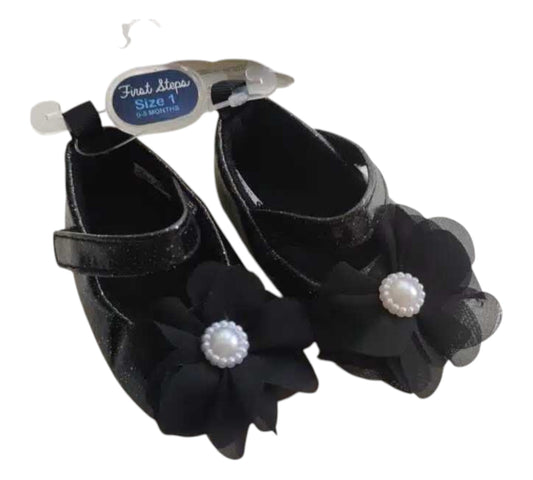 Zapatos 6/9M First Steps Negro Flor TGD25310