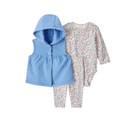 Set 3P RN 1T547610 Carters Estampado Floral Azul