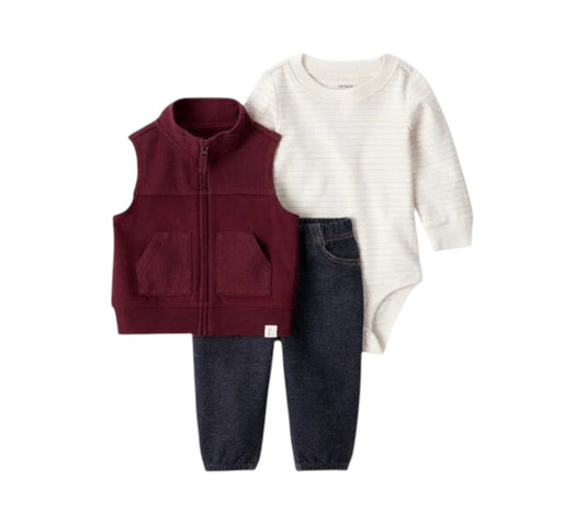 Set 3P 18M 1U194710 Carters Chaleco Tinto